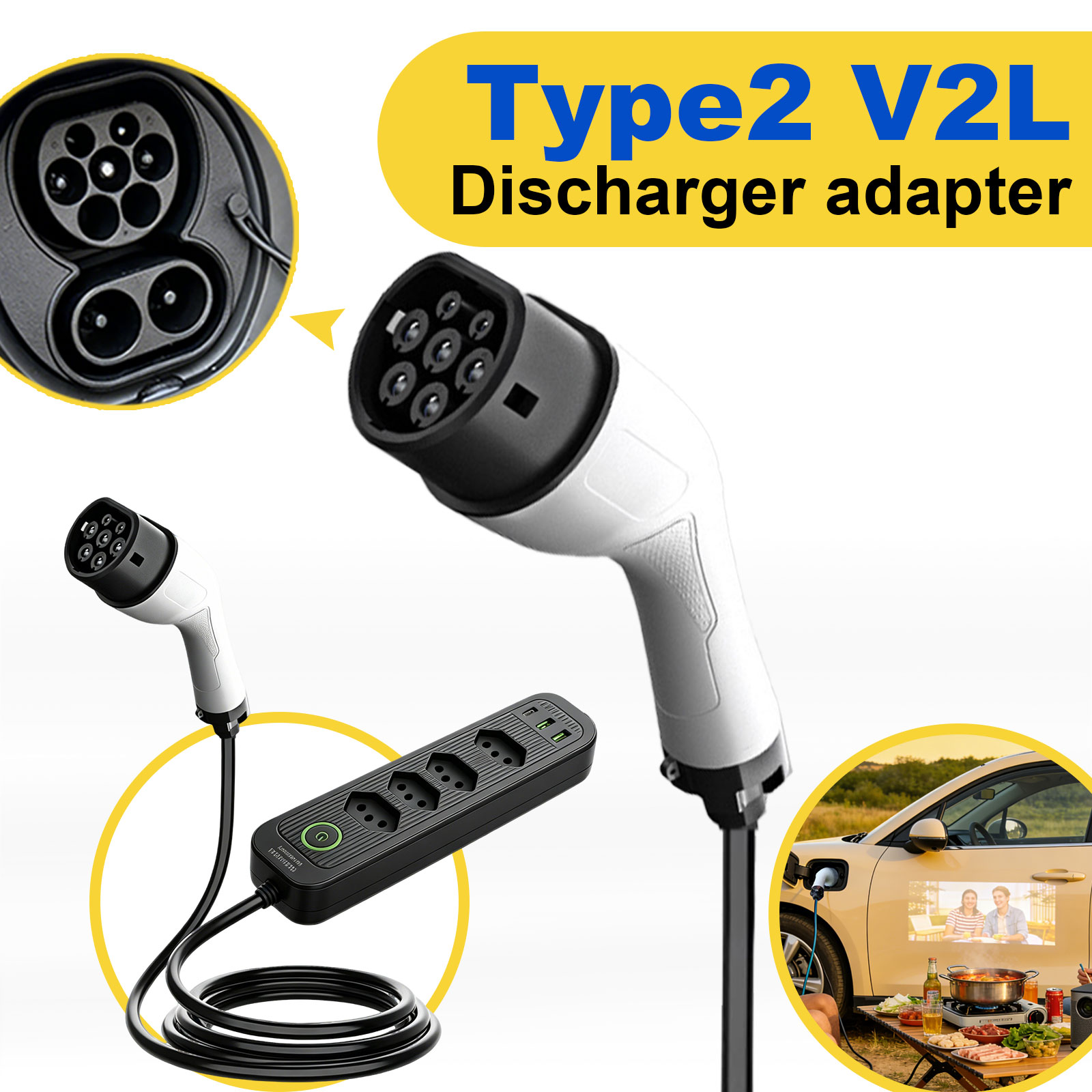 Адаптер для разрядки Type2 V2L – обзор и цена Outdoor Power Outlet